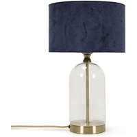 Jessy Glass Table Lamp - Gold / Navy Blue Velvet Shade