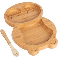 Bamboo Penguin Baby Weaning Plate Fork Set - Beige