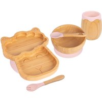 5pc Bamboo Llama Baby Weaning Set - Pastel Pink