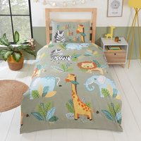 Rumble In The Jungle Polycotton Duvet Set With Pillowcase - Multicolor / Single