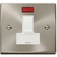 Satin Brushed Chrome 13A Fused Connection Unit Switched With Neon - White