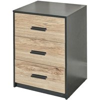 Wooden Bedside Cabinet - Black / Oak Drawers