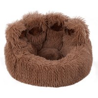 Cozy Bear Paw-Shaped Plush Dog Bed Cat Bed - Brown / 60cm