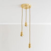 Shaw 3 Way Drop Cluster Adjustable Pendant Ceiling Lampholder - Brushed Gold