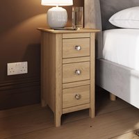 FWStyle 3 Drawer Oak Bedside Table Nightstand Bedroom Furniture Ready Assembled - Oak