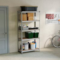 5 Tier Heavy Duty Adjustable Steel Garage Shelving Unit - 875kg Weight Capacity - Galvanised / Galvanised / 13.2kg / 180cm / 1