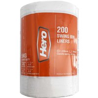 Hero Swing 45l Bin Bags White Pack of 200 - White