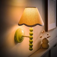 Bobbins Sage Wall Light with Trim Scallop Shade - Powder Blue / 1 / Yes