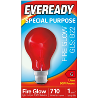 Eveready B22 GLS 60W1950k Fireglow Red Light Bulb - Red