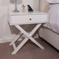 Set of 2 Options One Drawer Bedside Cabinets with Cross Frame Legs - White