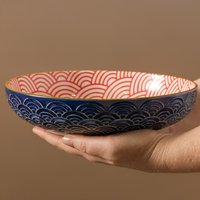 Mikasa Blue Arched Stoneware Bowl, Coupe Serving Dish, 900ml, 21 x 5cm - Blue