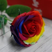 Luxury Soap Flowers Rainbow Bath Gift Romantic Decor - Red