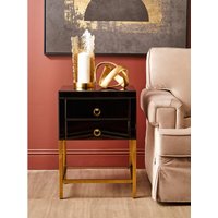 Kensington Townhouse Black 2 Drawer Side Table - Brown