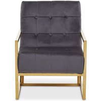 Hana Grey Velvet Chair With Gold Frame - Grey