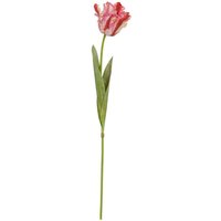 Set of 3 Multi Pink Parrot Tulip Artificial Stems - Green
