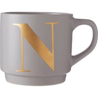 Signet Grey Monogram Mug, N - Grey