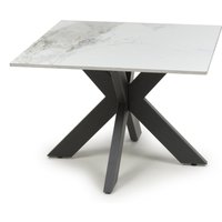 Carrara White Marble Effect Ceramic End Table - White