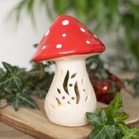 Mushroom Tealight Candle Holder - White & Red
