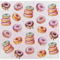 Doughnuts Large Square Worktop Protector - Smooth Glass Chopping Board - Pink
