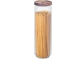 Eden & Willow Ribbed Airtight Glass Storage Jar with Acacia Wooden Lid - Clear / 1.7l