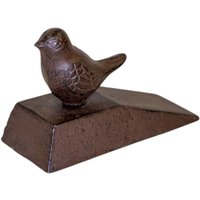 Four Candle Cast Iron Door Wedge with Bird Decoration in Brown