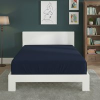 Snug City Polycotton Fitted Sheet Extra Deep 40cm Skirt Easy Care in Navy | Size: Small Double