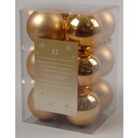 Decoris, 12 Gold Christmas Tree Baubles - Gold / 1 Decoris, 12 Gold Christmas Tree Baubles - Gold / 1