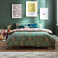 Reversible Wood Duvet Cover Set - Fern Green / King