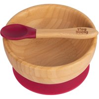 Children's Bamboo Suction Bowl Spoon Set - Red