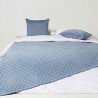 Homescapes Diamond Quilted Velvet Bed Throw - Blue