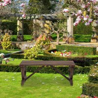 Outsunny Wooden Two Seater Wagon Wheel Bench - Brown