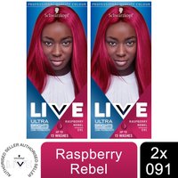 Schwarzkopf Live Ultra Bright 2in1 091 Raspberry Rebel Permanent Colour HairDye - Buy2 - 091 Raspberry Rebel / 2
