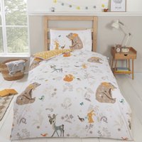 Woodland Friends Polycotton Fully Reversible Duvet Set With Pillowcase - Multicolor