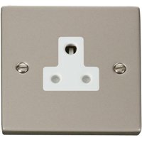 Pearl Nickel 1 Gang 5A Round Pin Socket - White
