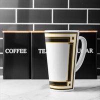 Art Deco Black Gold Latte Mug - Gold