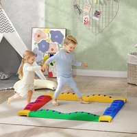 AIYAPLAY 12PCs Kids Balance Beam Stepping Stones w Non-Slip Foot Pads - Red