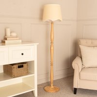 Victoria Candlestick Floor Lamp with Scallop Trim Shade - White / Without Bulb