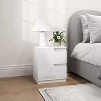 HOMCOM Bedside Table Modern Side Table with Storage - White