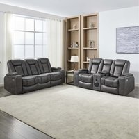 Ashton 2 and 3 Seater Fabric Auto Recliner Sofa Set - Grey