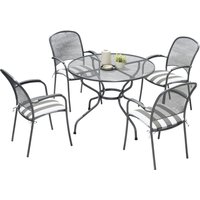 Carlo Round Mesh Outdoor 4 Seater Dining Set with Cushions - Silver