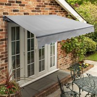 Patio Awning Charcoal Frame Manual - Silver / 180cm / 31kg / 400cm