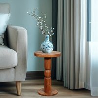 Jaipur Acacia Wood Freestanding Side Table - Brown