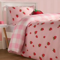 Strawberry Duvet Cover Set - Blush Pink / Double