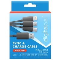 Multi USB Charging Cable 0.3 Metre - Black