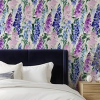 Foxglove Folly Wallpaper in Lilac and Blues - Blue