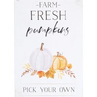 Farm Fresh Pumpkins Metal Sign For Autumn Decor - White