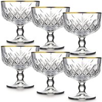 Ice Cream Sundae Footed Cups with Gold Rim - Clear / 6