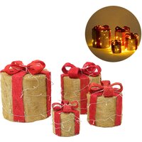 4pcs Christmas Gift Box LED Decorations - Gold