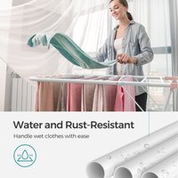 Foldable Clothes Drying Rack with Adjustable Wings - White