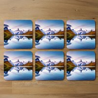 Panoramic view of the Mt. Schreckhorn and Wetterhorn Designer Coaster Set - Blue
